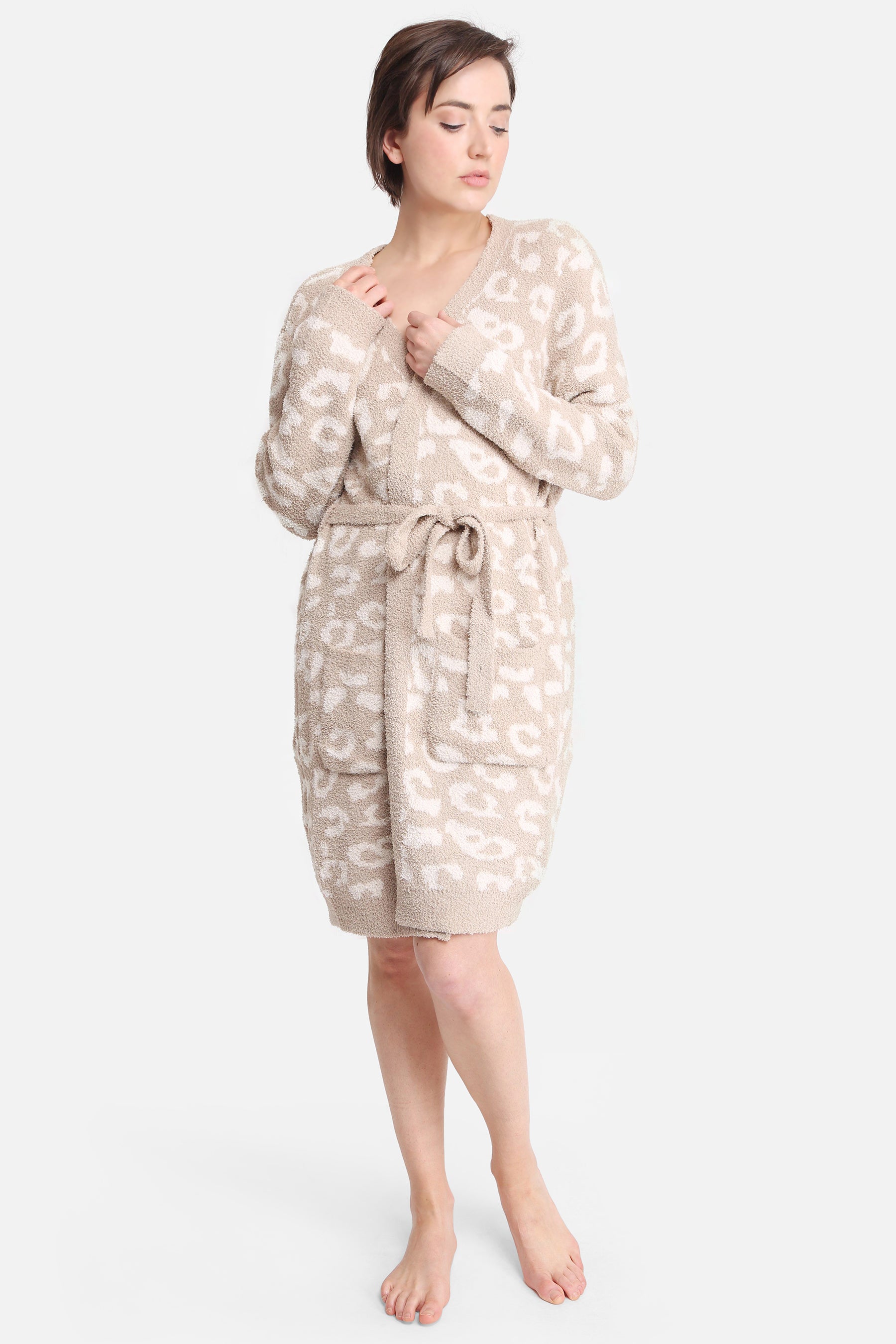 mySundaze Leopard Print Microfiber Robe with Belt and Pockets