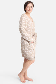 mySundaze Leopard Print Microfiber Robe with Belt and Pockets