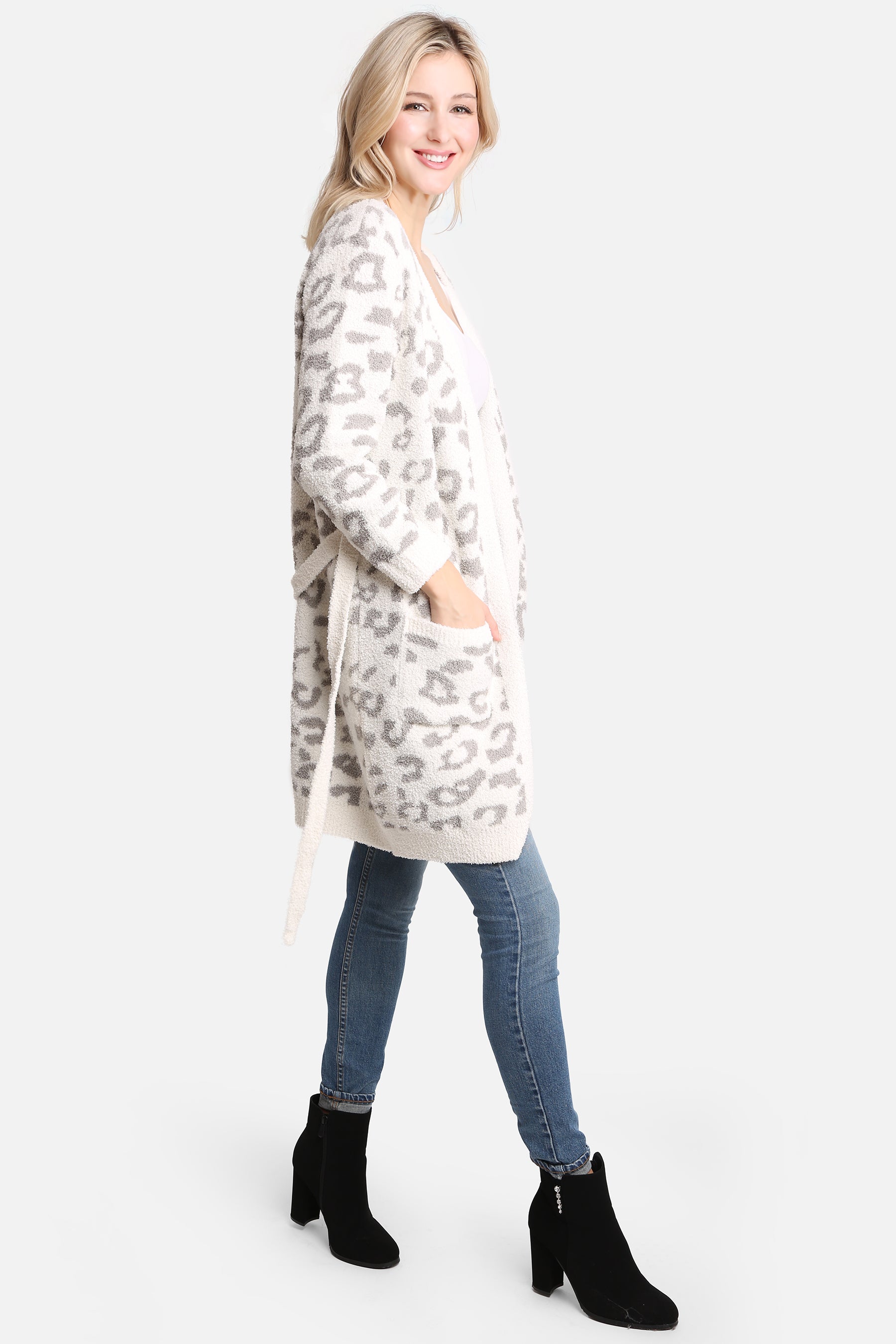 mySundaze Leopard Print Microfiber Robe with Belt and Pockets