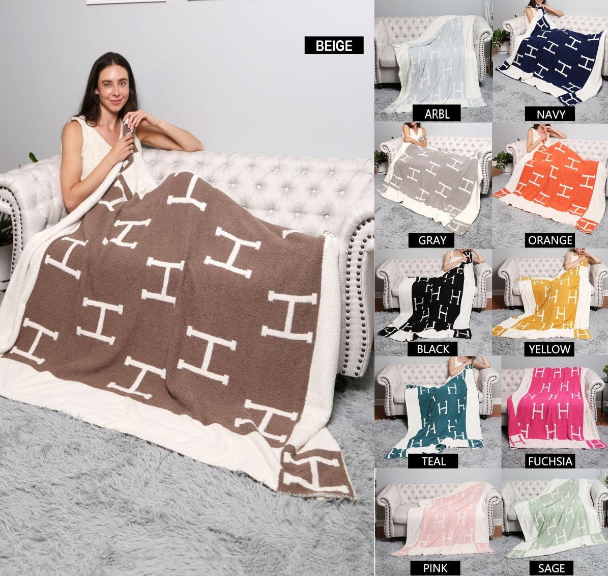 mySundaze H Throw Blanket Soft Microfiber 50x60