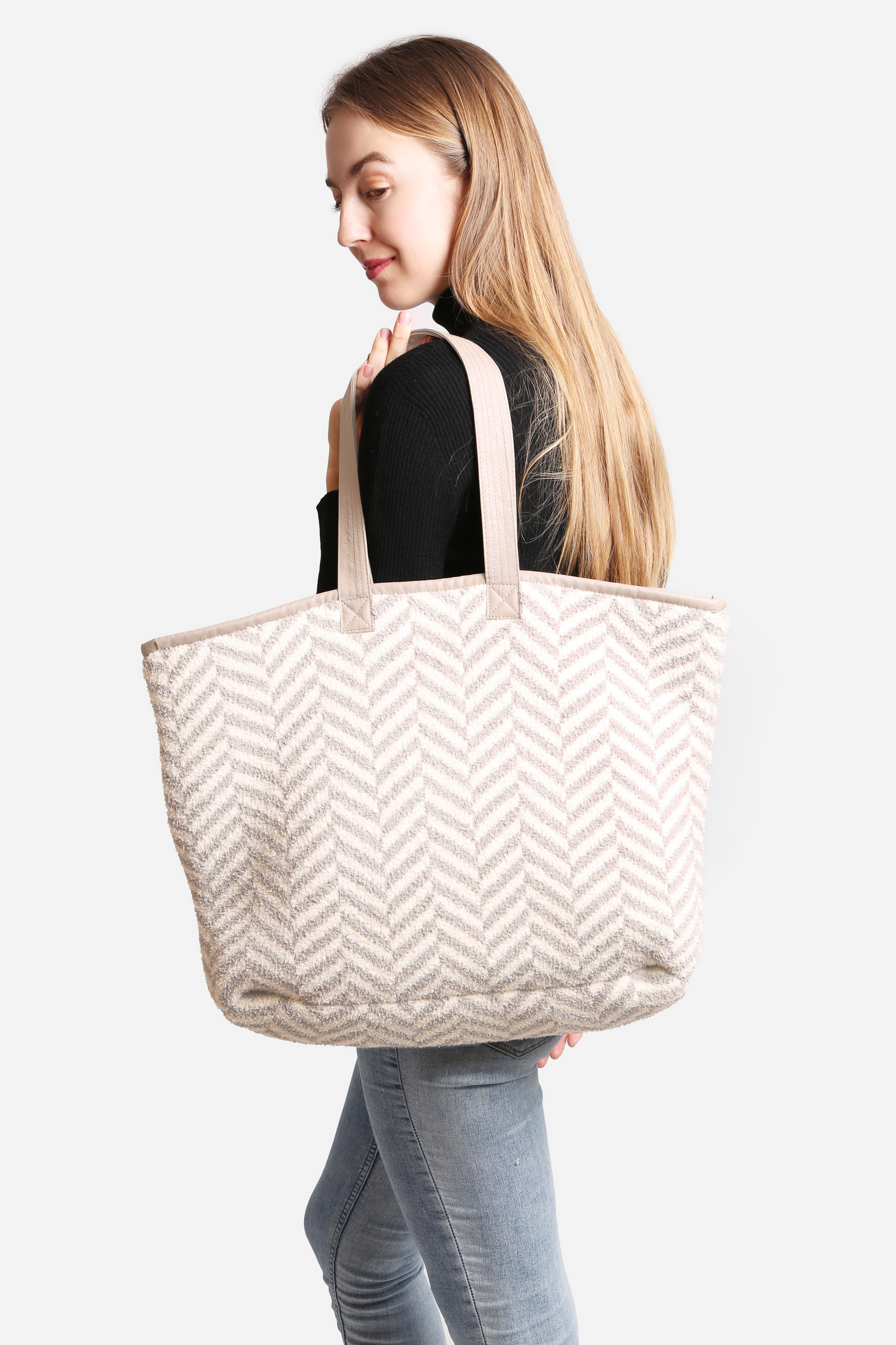 mySundaze Herringbone Microfiber Tote Bag