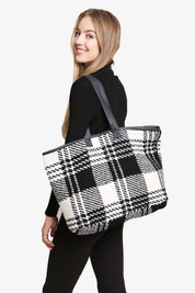 mySundaze Classic Plaid Microfiber Tote Bag