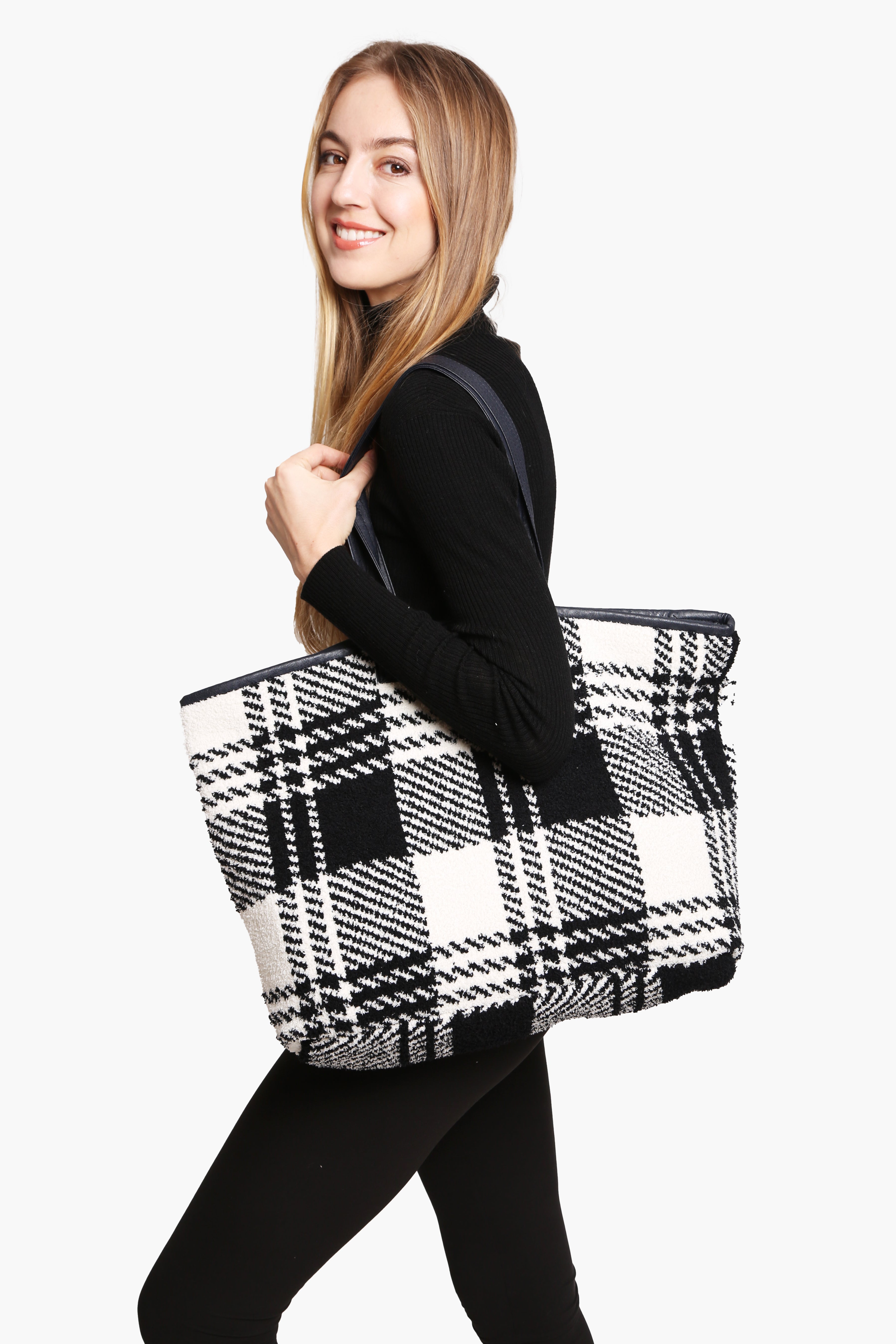 mySundaze Classic Plaid Microfiber Tote Bag