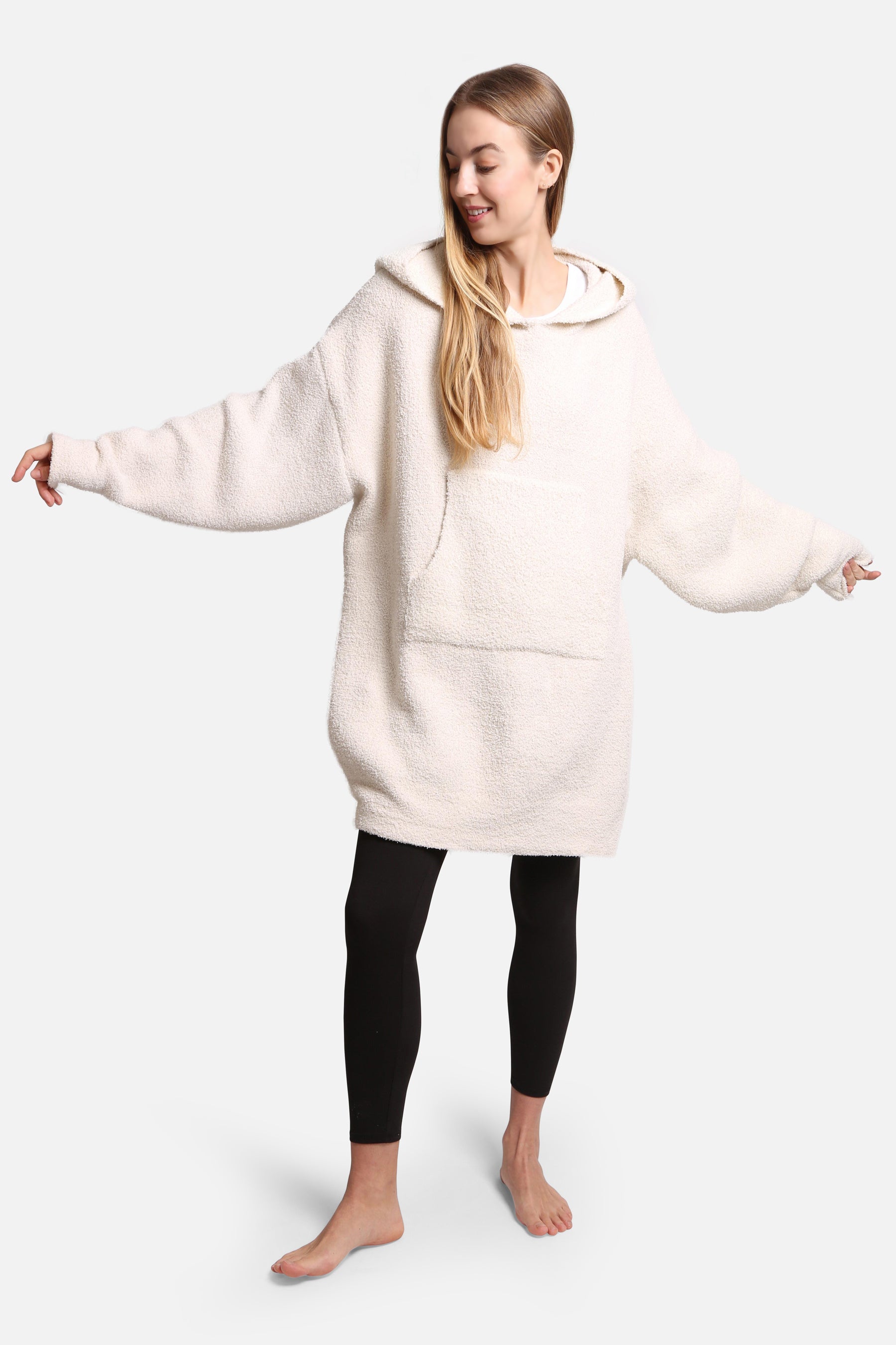 mySundaze Solid Oversized Hooded Microfiber Wearable Blanket