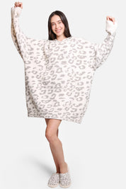 mySundaze Leopard Oversized Hooded Microfiber Wearable Blanket