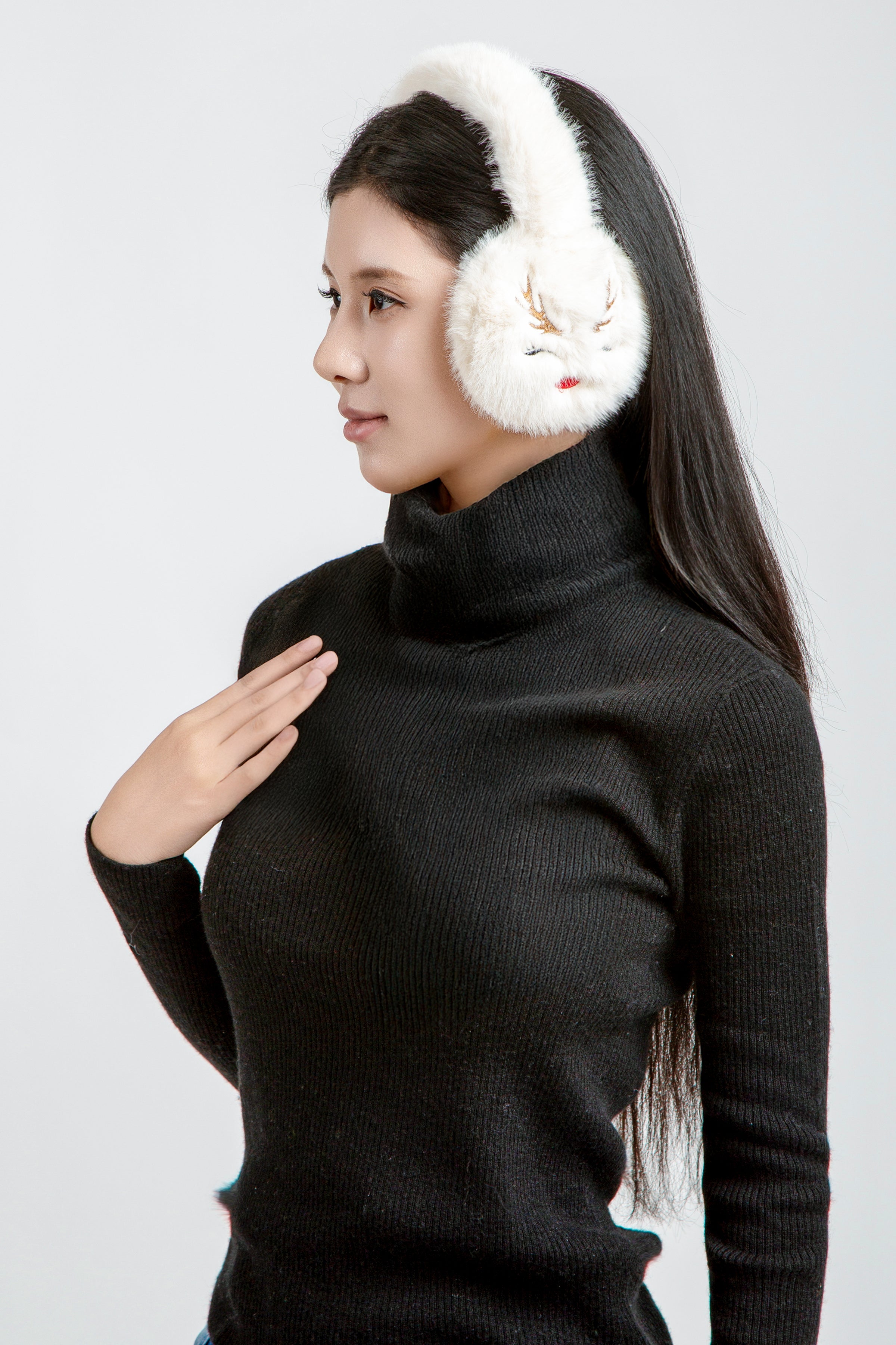 mySundaze Reindeer Ear Muffs Soft Faux Fur Lining