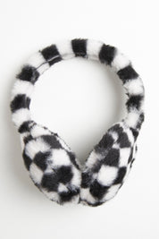 mySundaze Checkered Ear Muffs Soft Faux Fur Lining