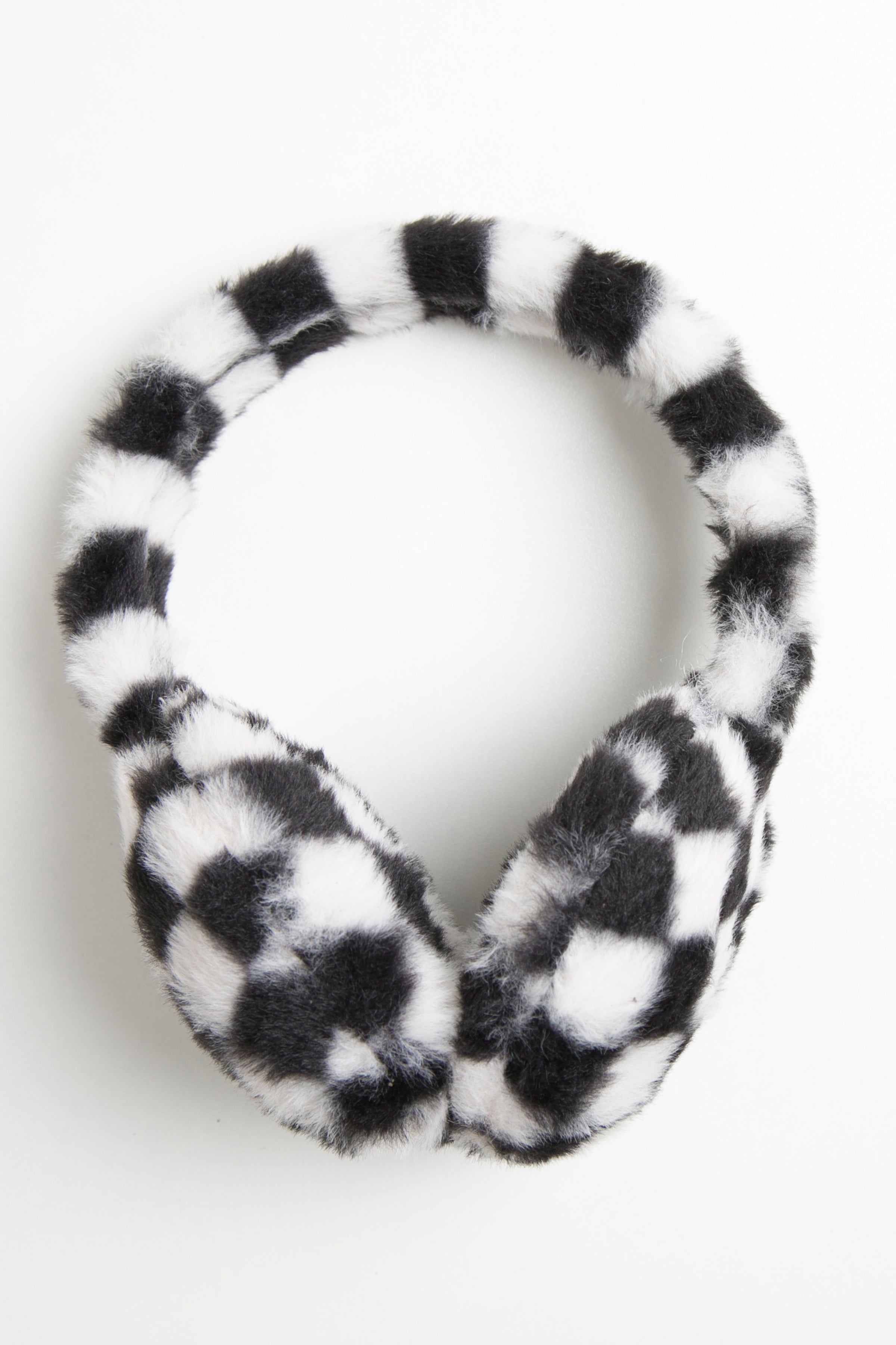 mySundaze Checkered Ear Muffs Soft Faux Fur Lining