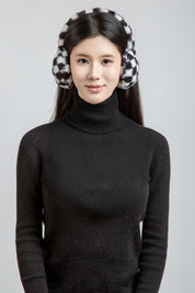 mySundaze Checkered Ear Muffs Soft Faux Fur Lining