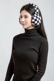 mySundaze Checkered Ear Muffs Soft Faux Fur Lining