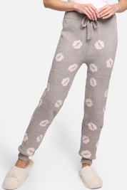 mySundaze Kisses Print Microfiber Loungewear Pants with Drawstring