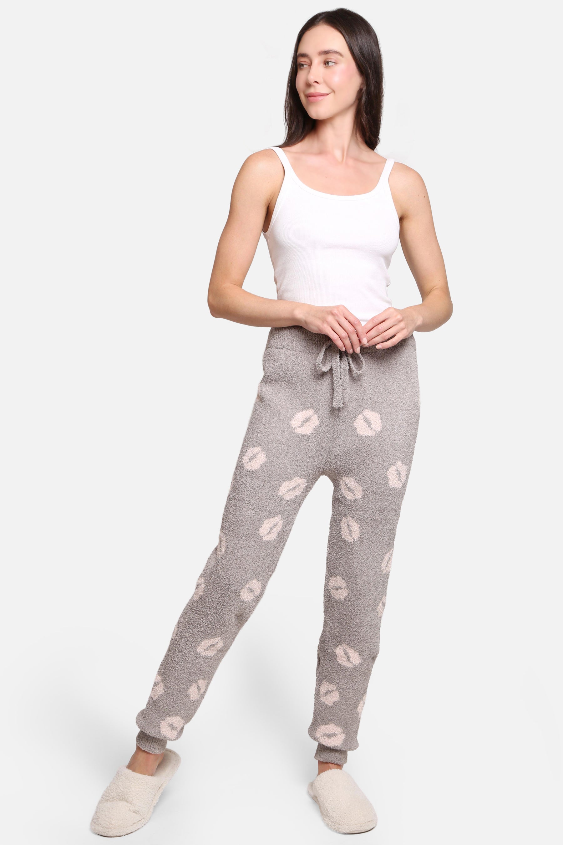 mySundaze Kisses Print Microfiber Loungewear Pants with Drawstring