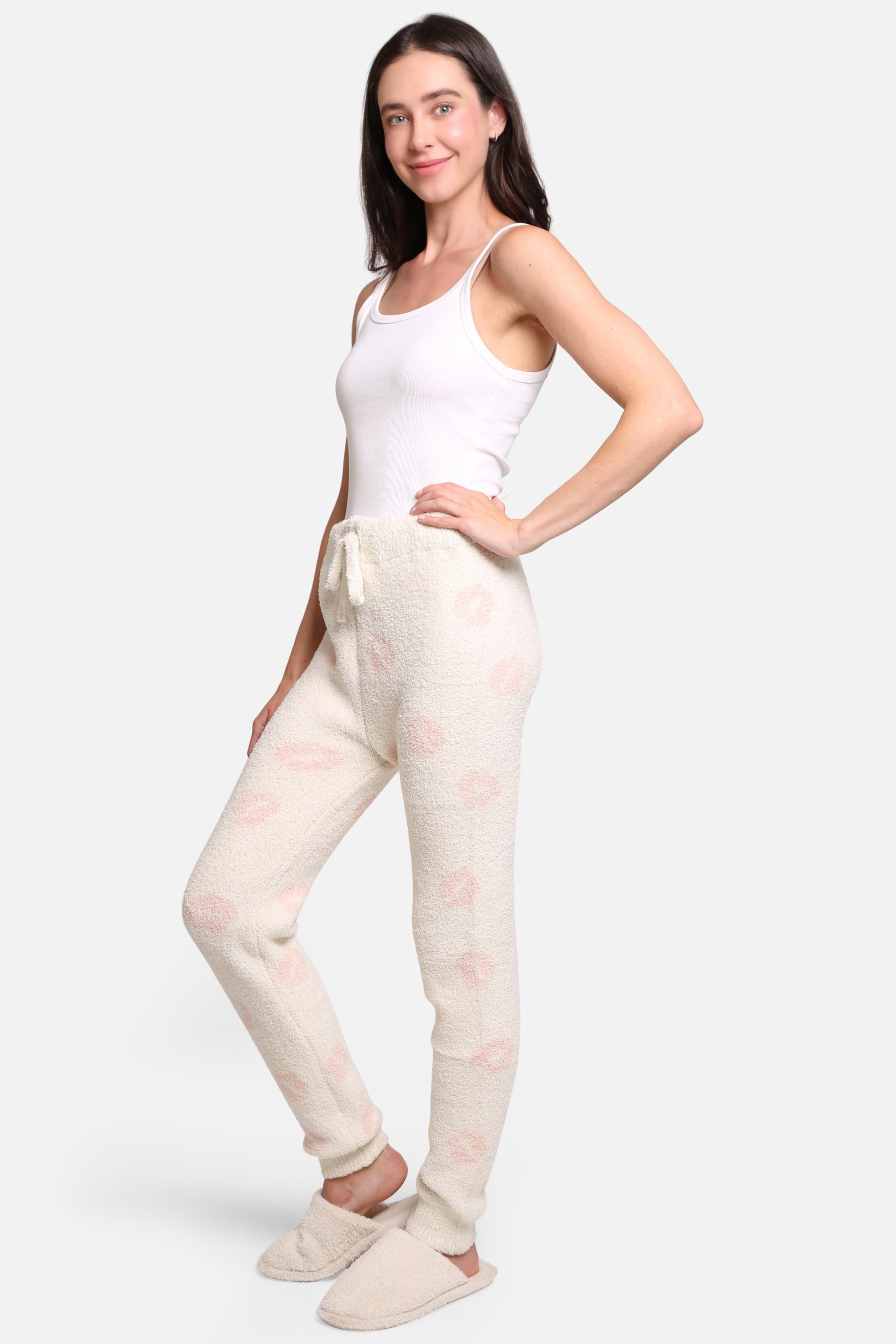 mySundaze Kisses Print Microfiber Loungewear Pants with Drawstring