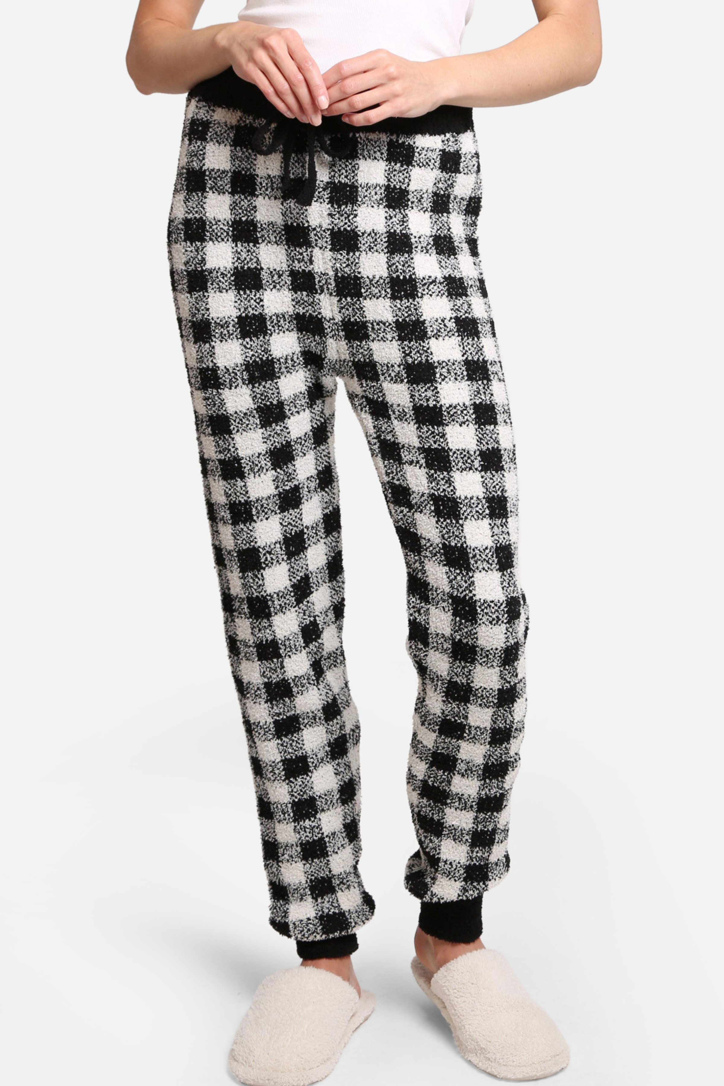 mySundaze Buffalo Check Microfiber Loungewear Pants with Drawstring