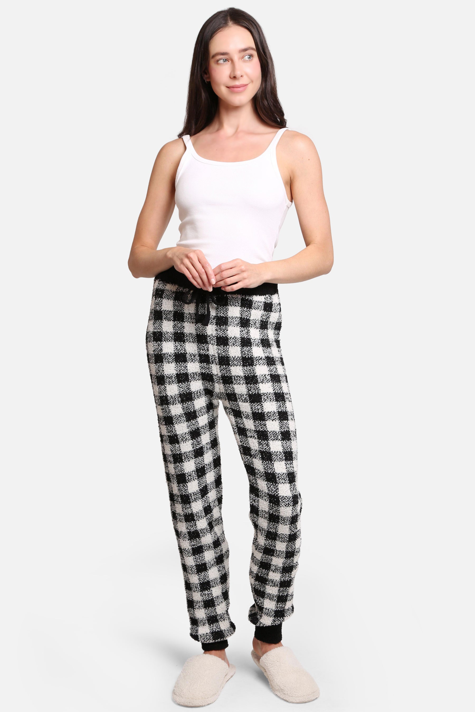 mySundaze Buffalo Check Microfiber Loungewear Pants with Drawstring
