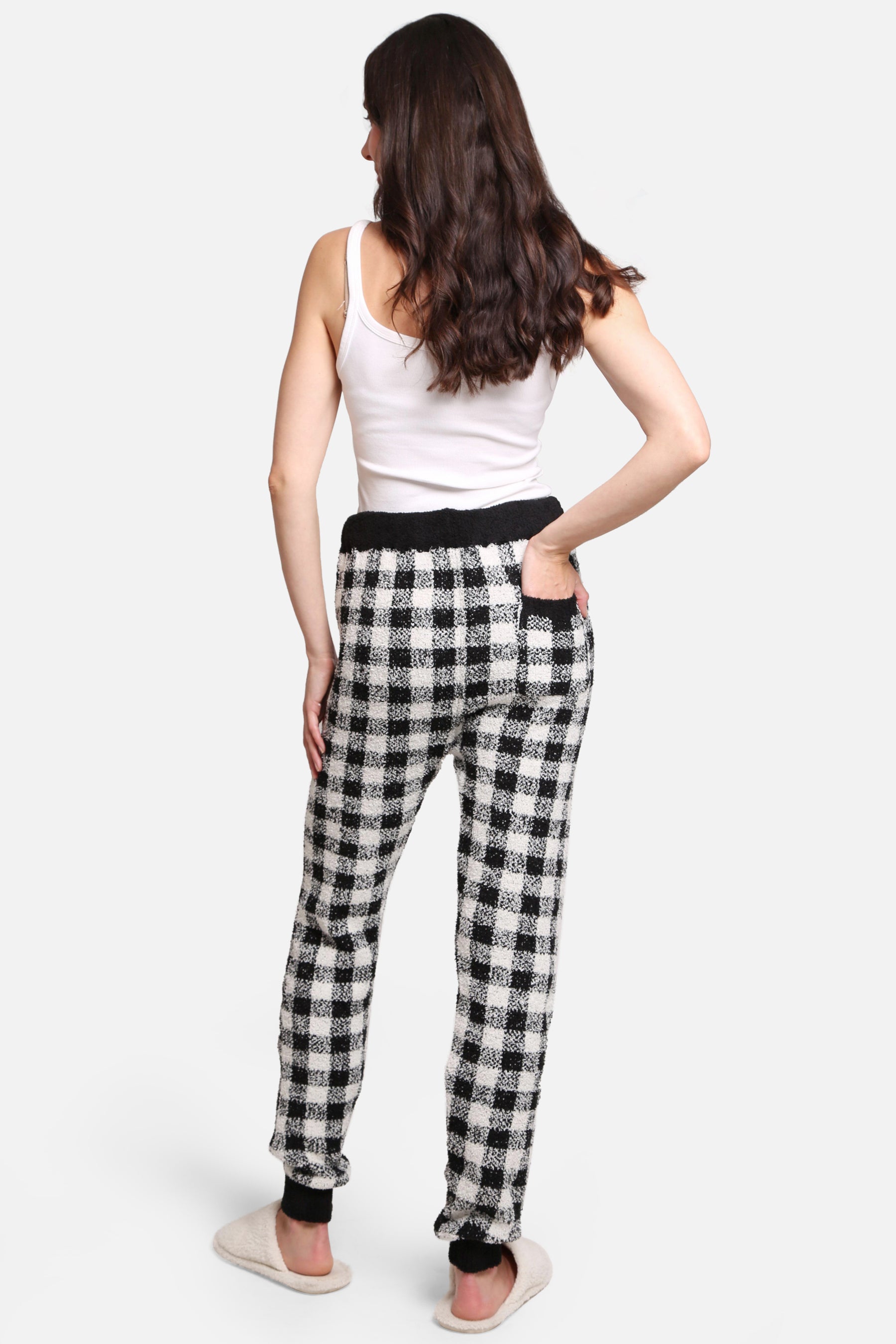 mySundaze Buffalo Check Microfiber Loungewear Pants with Drawstring