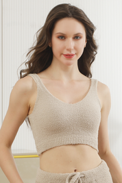 mySundaze Solid Microfiber V-Neck Crop Tank Top