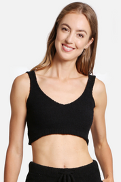 mySundaze Solid Microfiber V-Neck Crop Tank Top