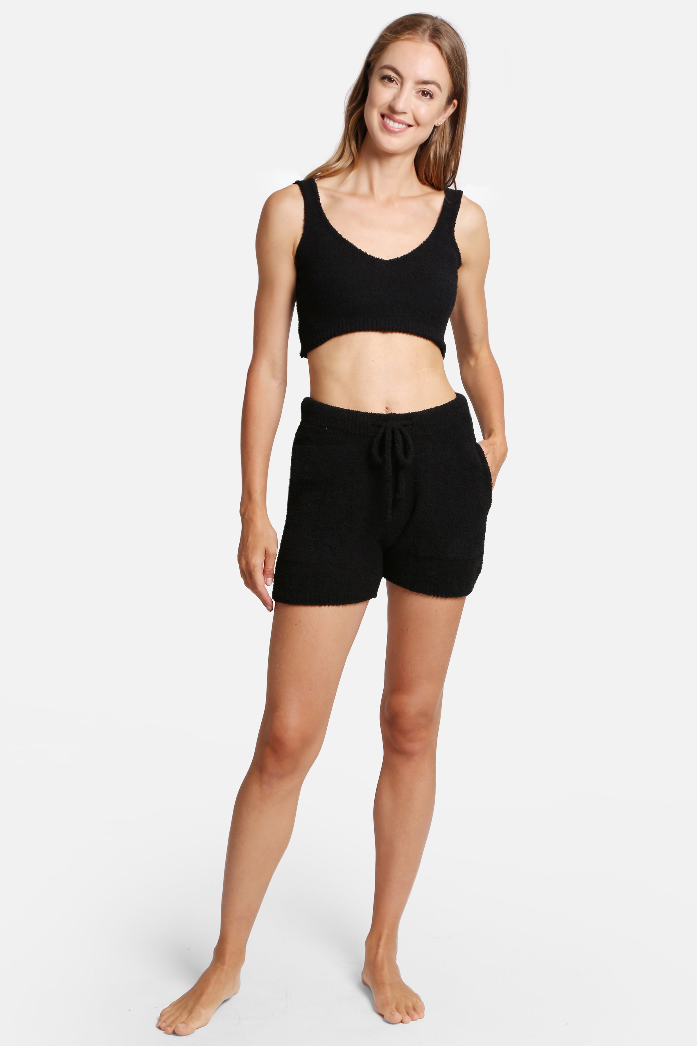 mySundaze Solid Microfiber V-Neck Crop Tank Top