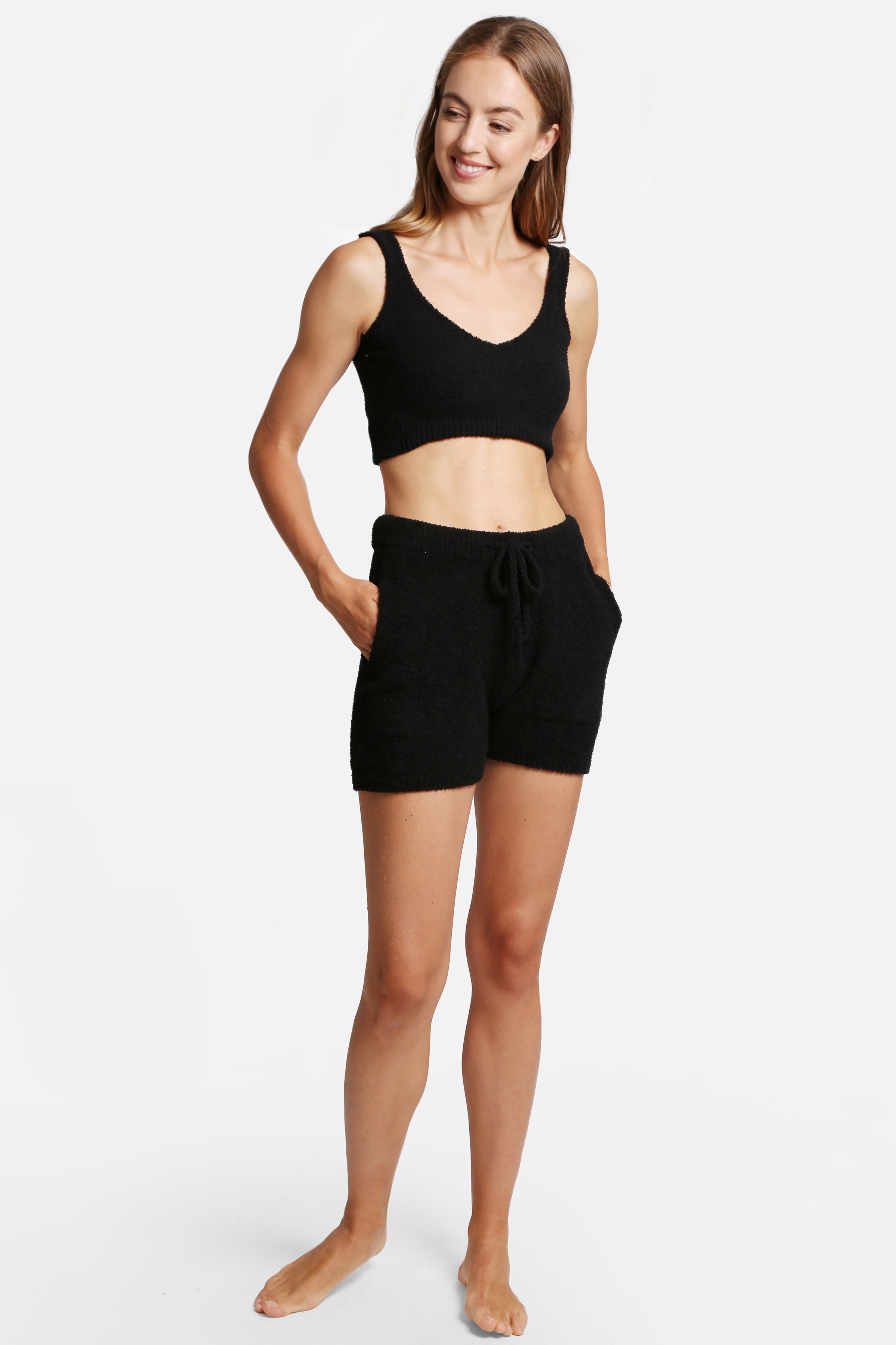 mySundaze Solid Microfiber V-Neck Crop Tank Top