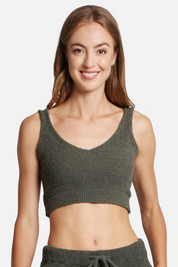 mySundaze Solid Microfiber V-Neck Crop Tank Top