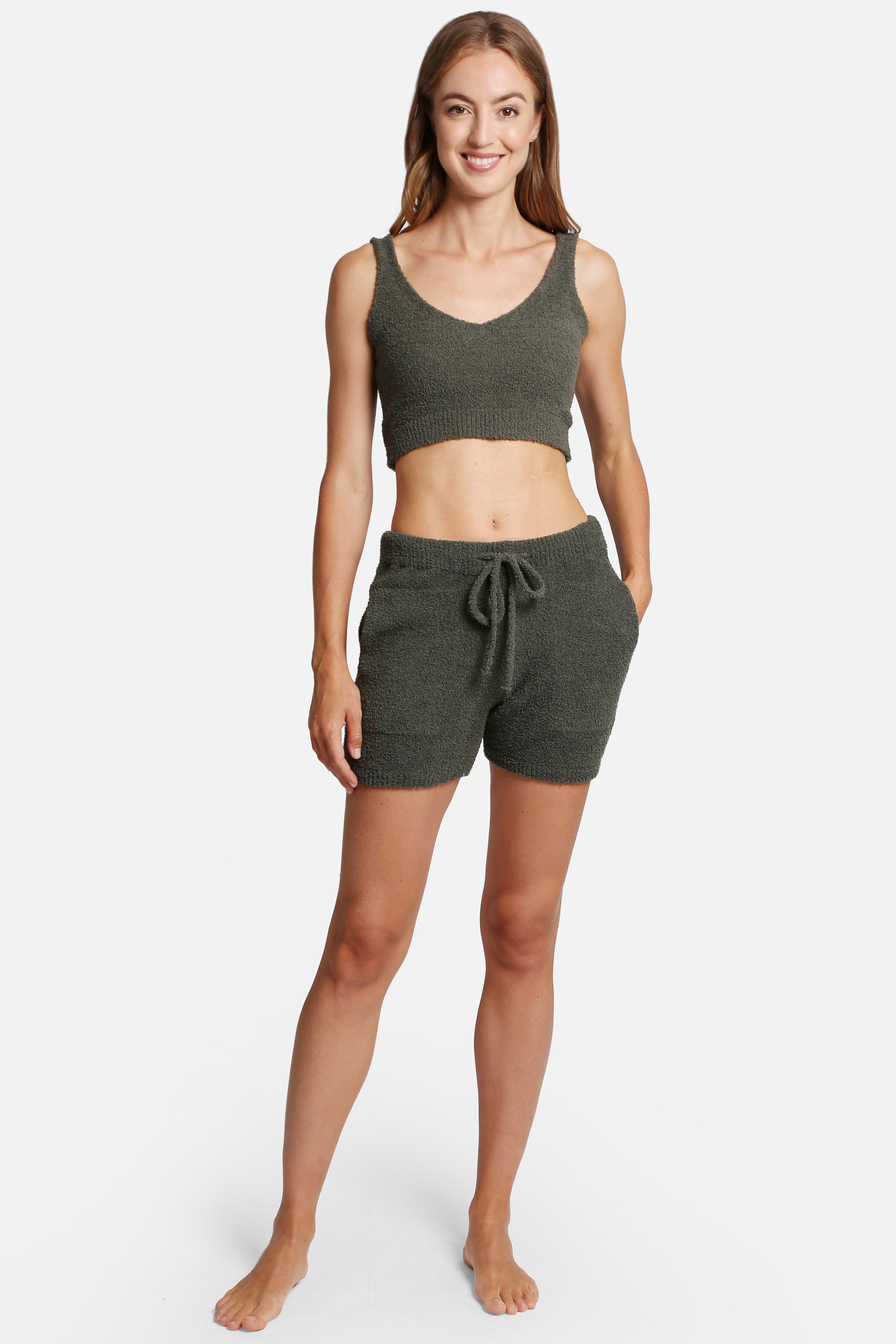 mySundaze Solid Microfiber V-Neck Crop Tank Top