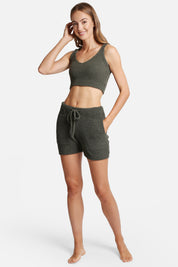 mySundaze Solid Microfiber V-Neck Crop Tank Top