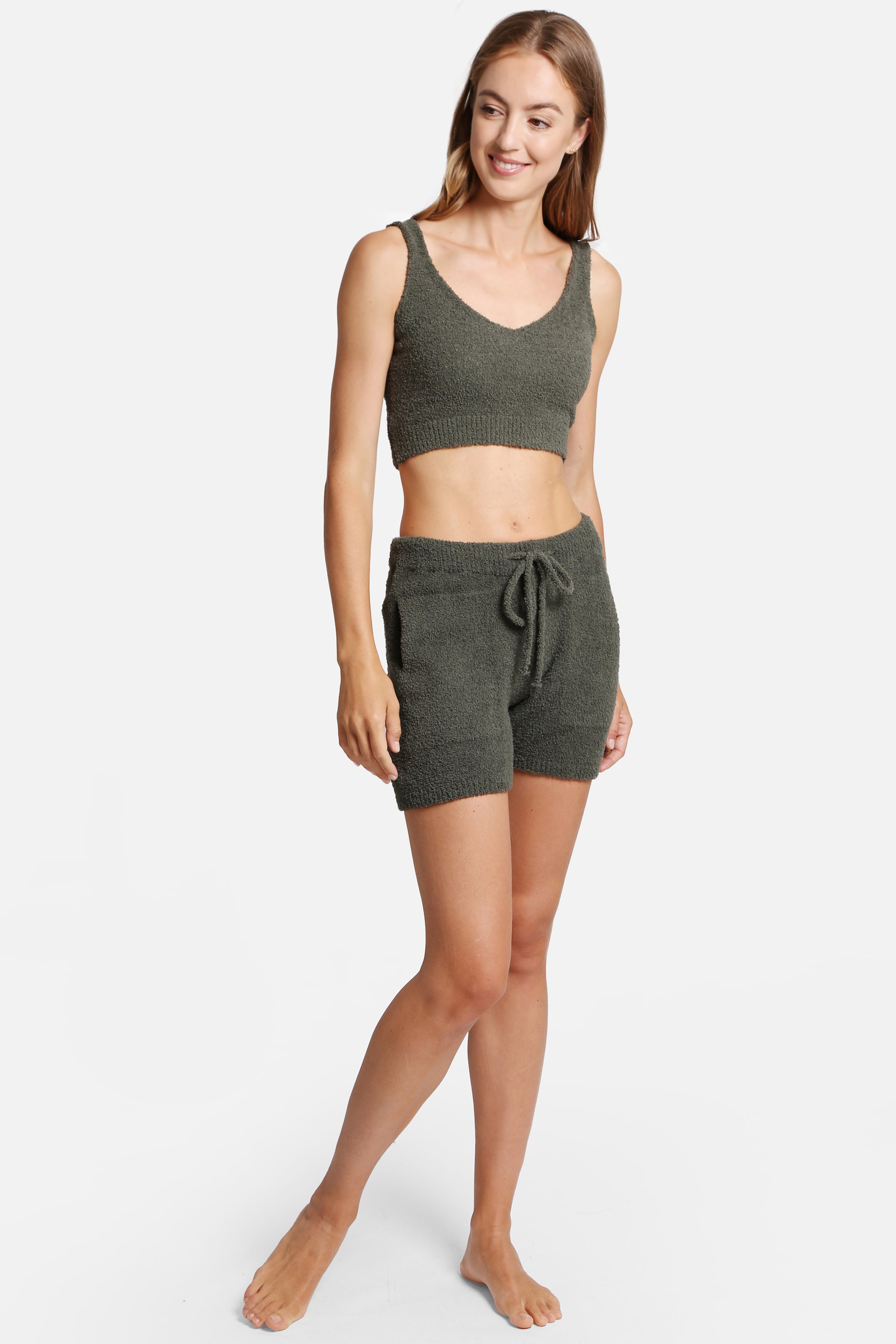 mySundaze Solid Microfiber V-Neck Crop Tank Top
