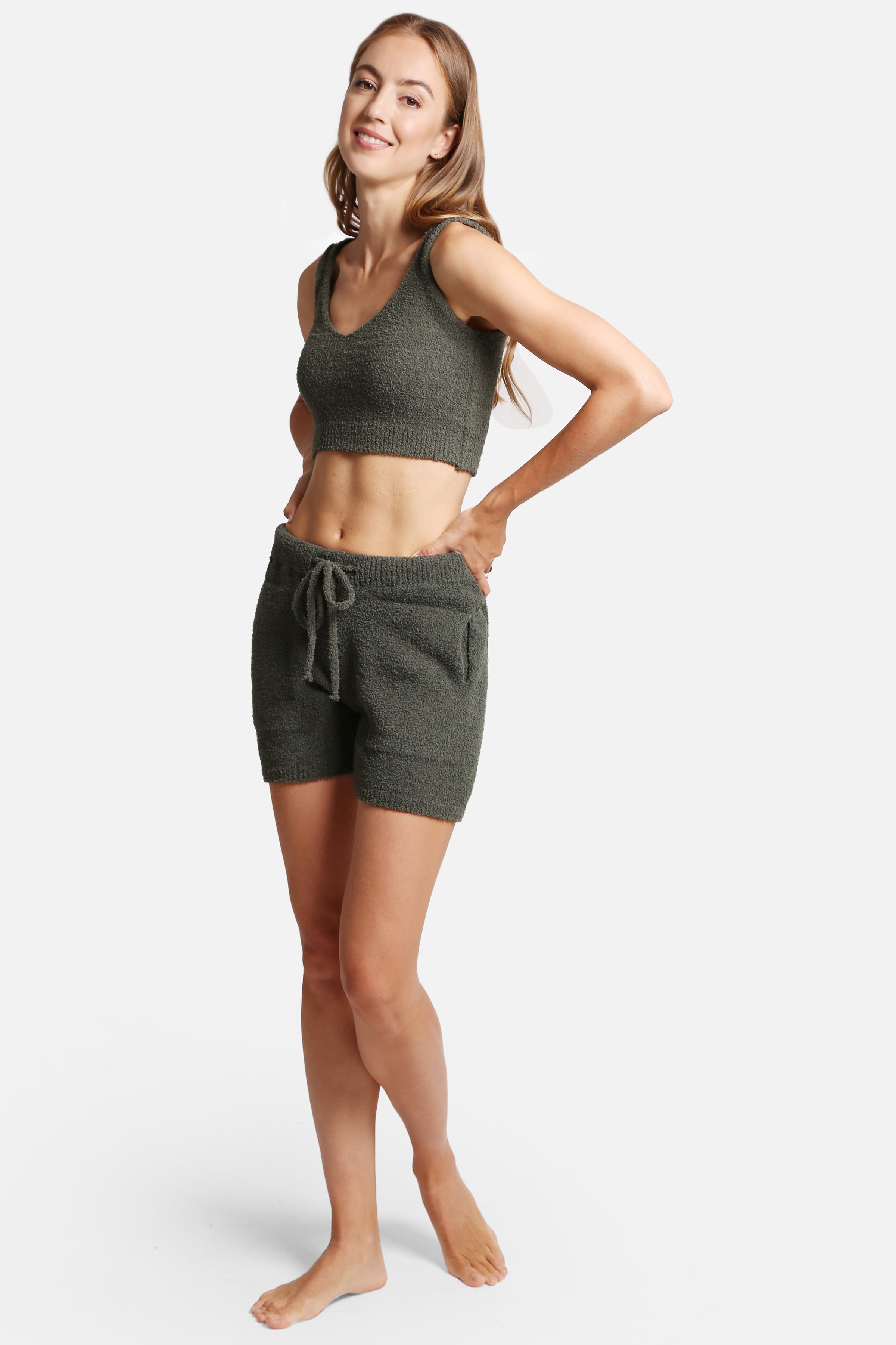 mySundaze Solid Microfiber V-Neck Crop Tank Top