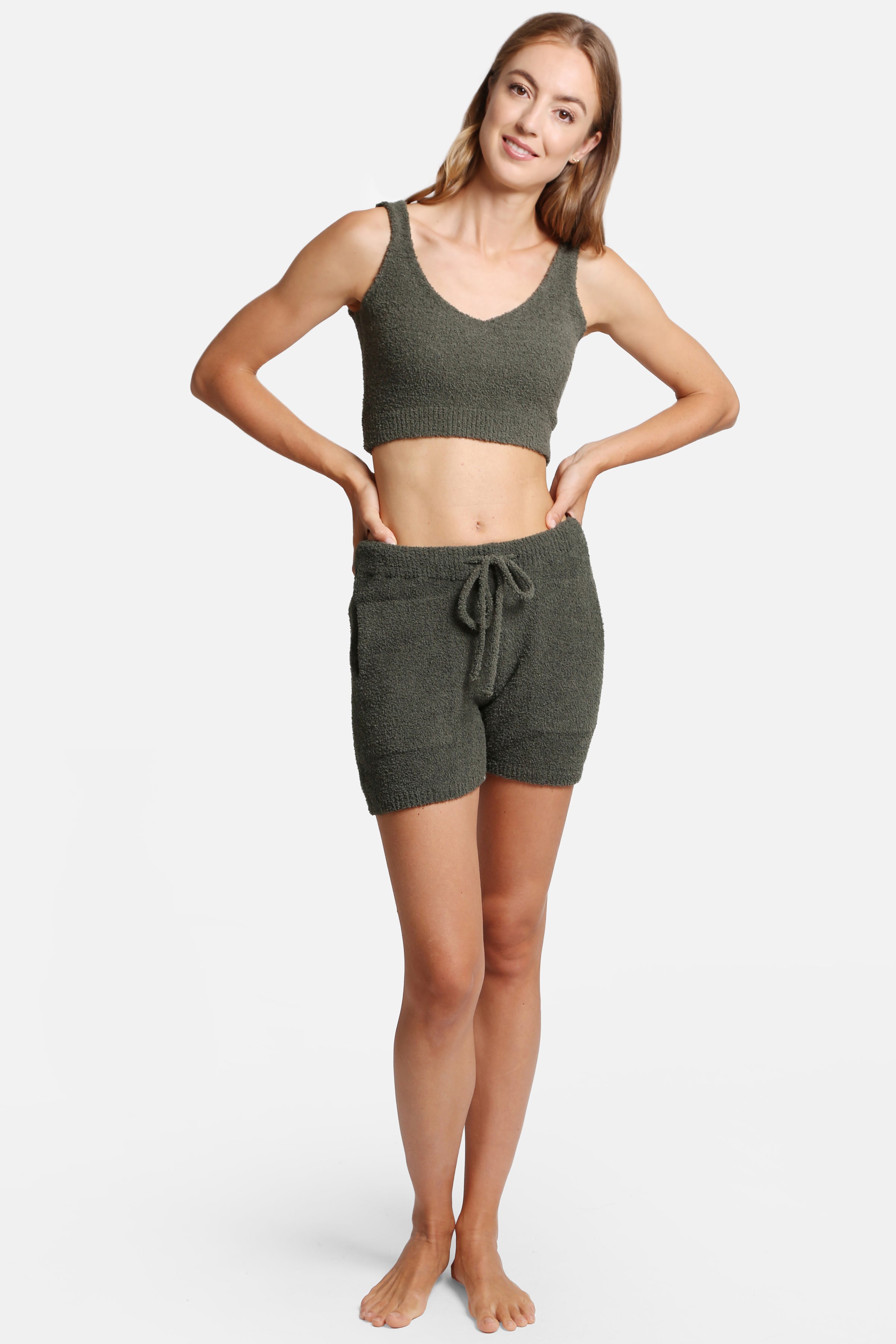 mySundaze Solid Microfiber V-Neck Crop Tank Top