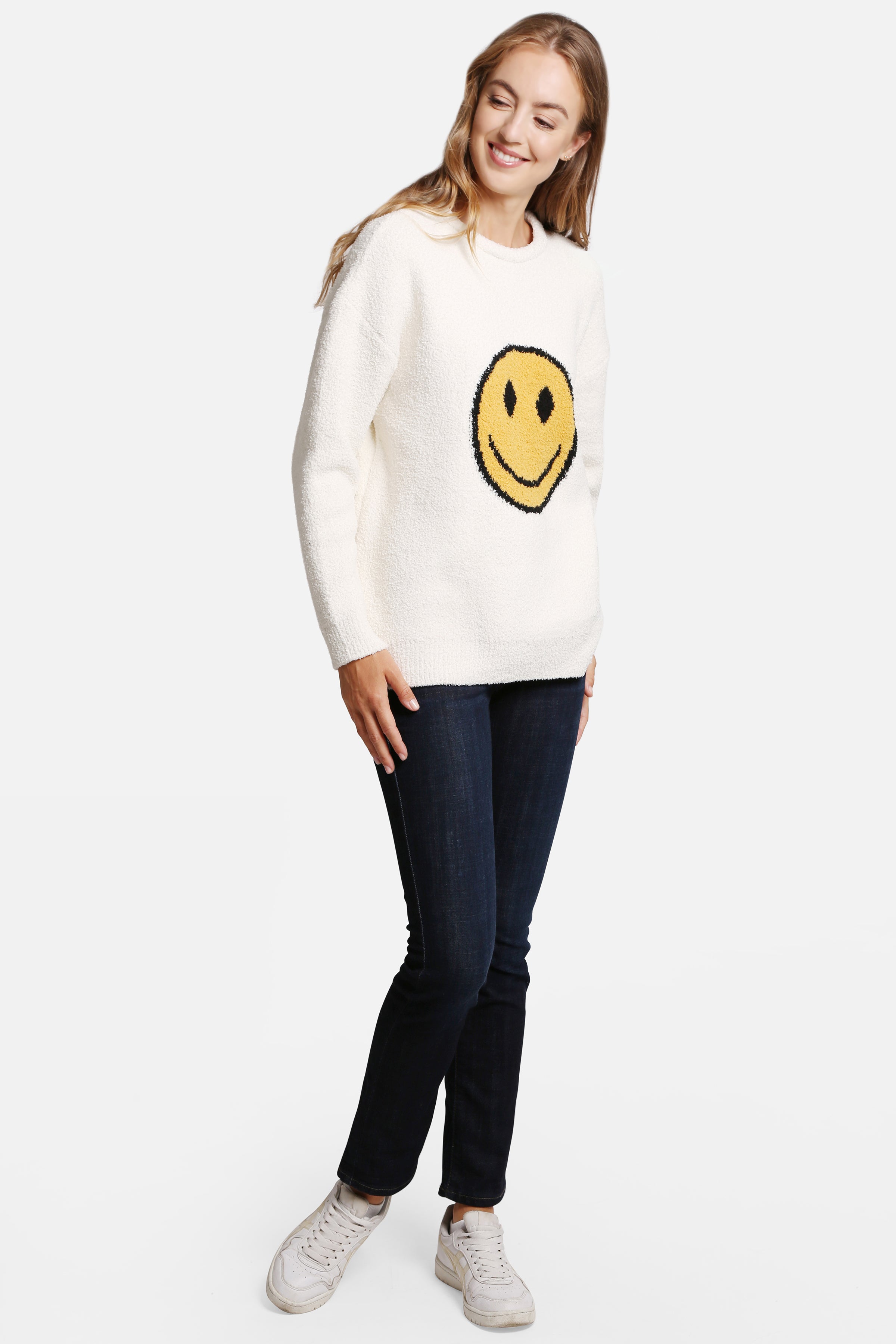 mySundaze Happy Face Pattern Luxury Soft Lounge Sweater