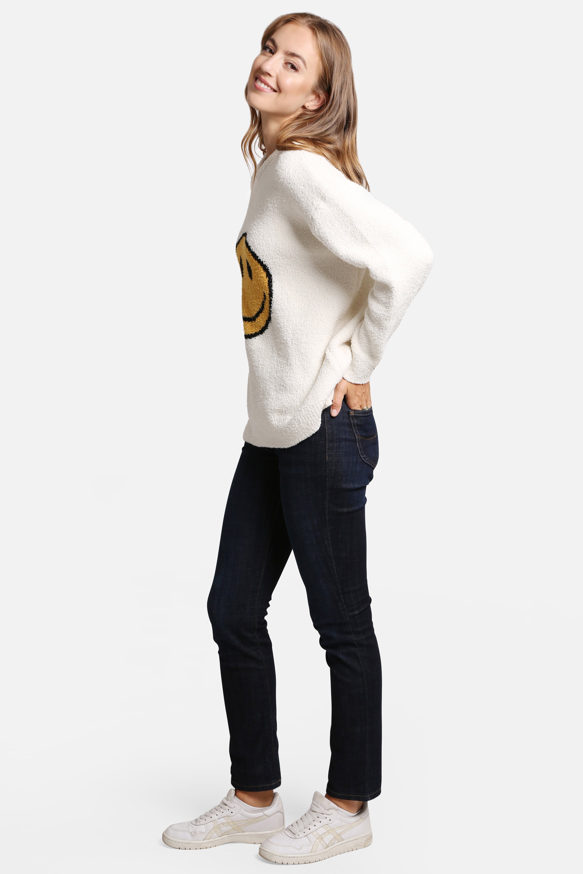 mySundaze Happy Face Pattern Luxury Soft Lounge Sweater