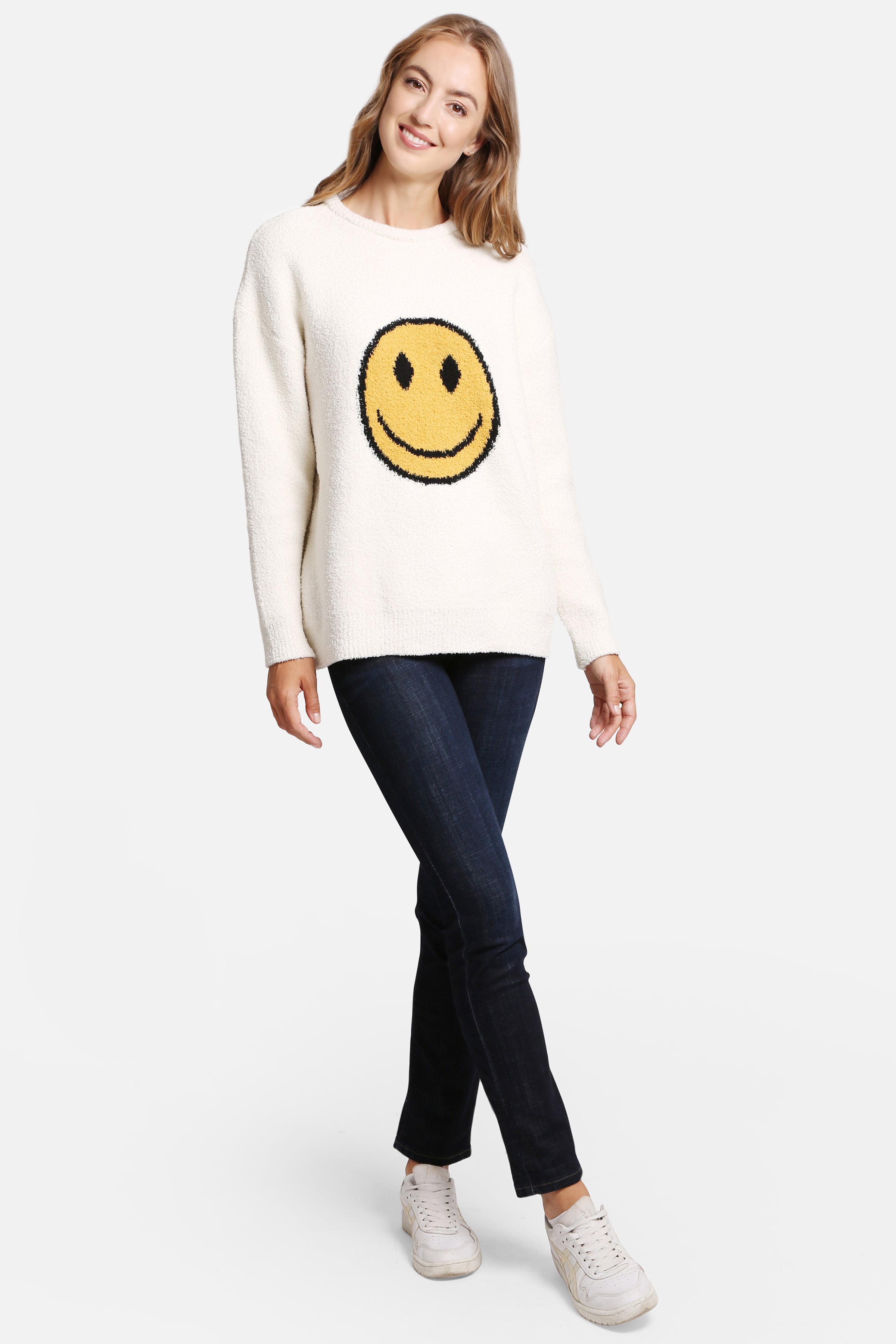 mySundaze Happy Face Pattern Luxury Soft Lounge Sweater