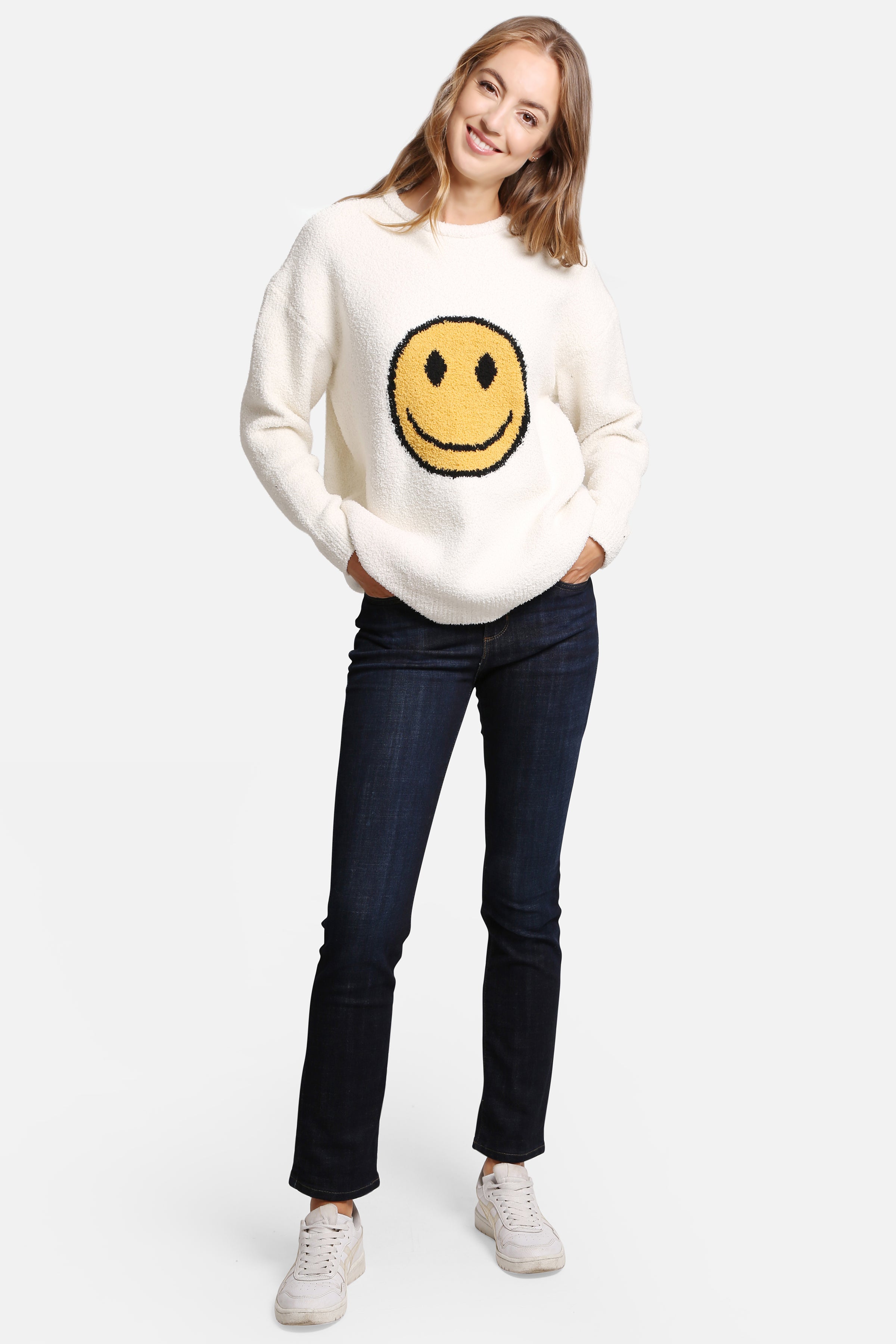 mySundaze Happy Face Pattern Luxury Soft Lounge Sweater