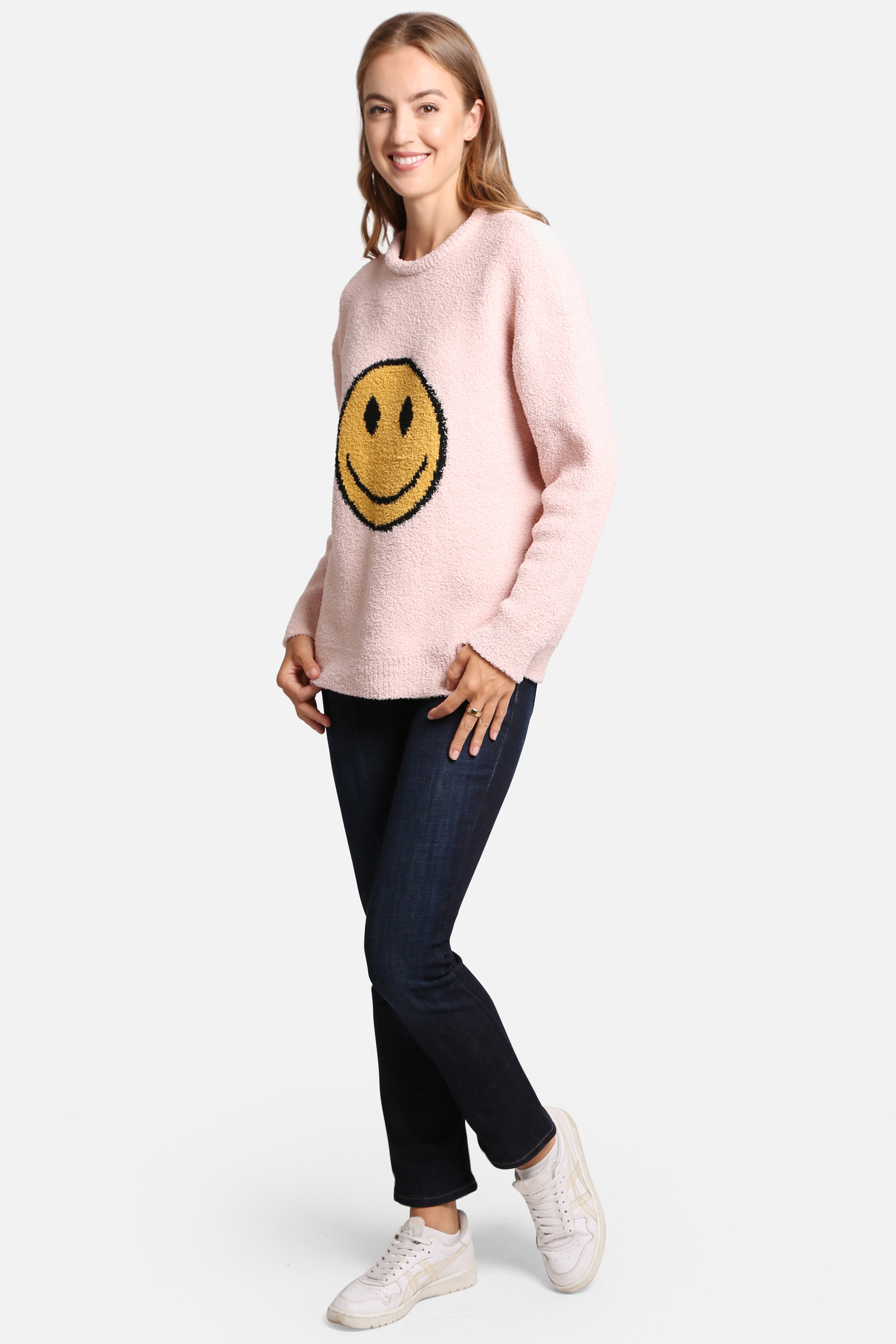 mySundaze Happy Face Pattern Luxury Soft Lounge Sweater