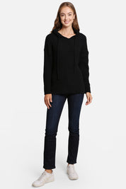 mySundaze Solid Ribbed Microfiber Hooded Sweater