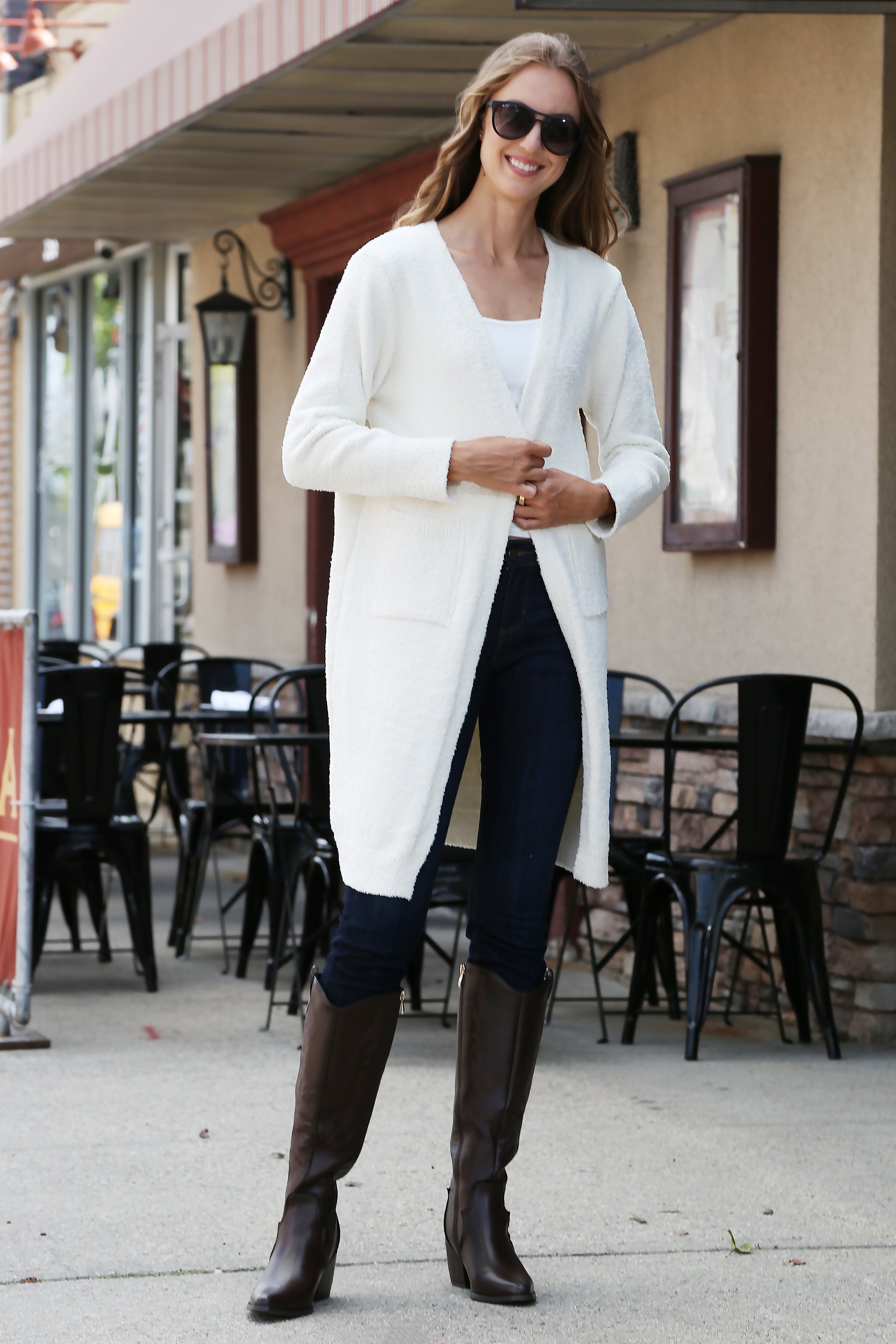 mySundaze Solid Microfiber Cardigan with Pockets