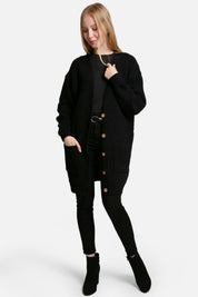 mySundaze Solid Color Microfiber Cardigan with Pockets and Button Closure