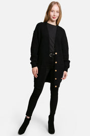 mySundaze Solid Color Microfiber Cardigan with Pockets and Button Closure