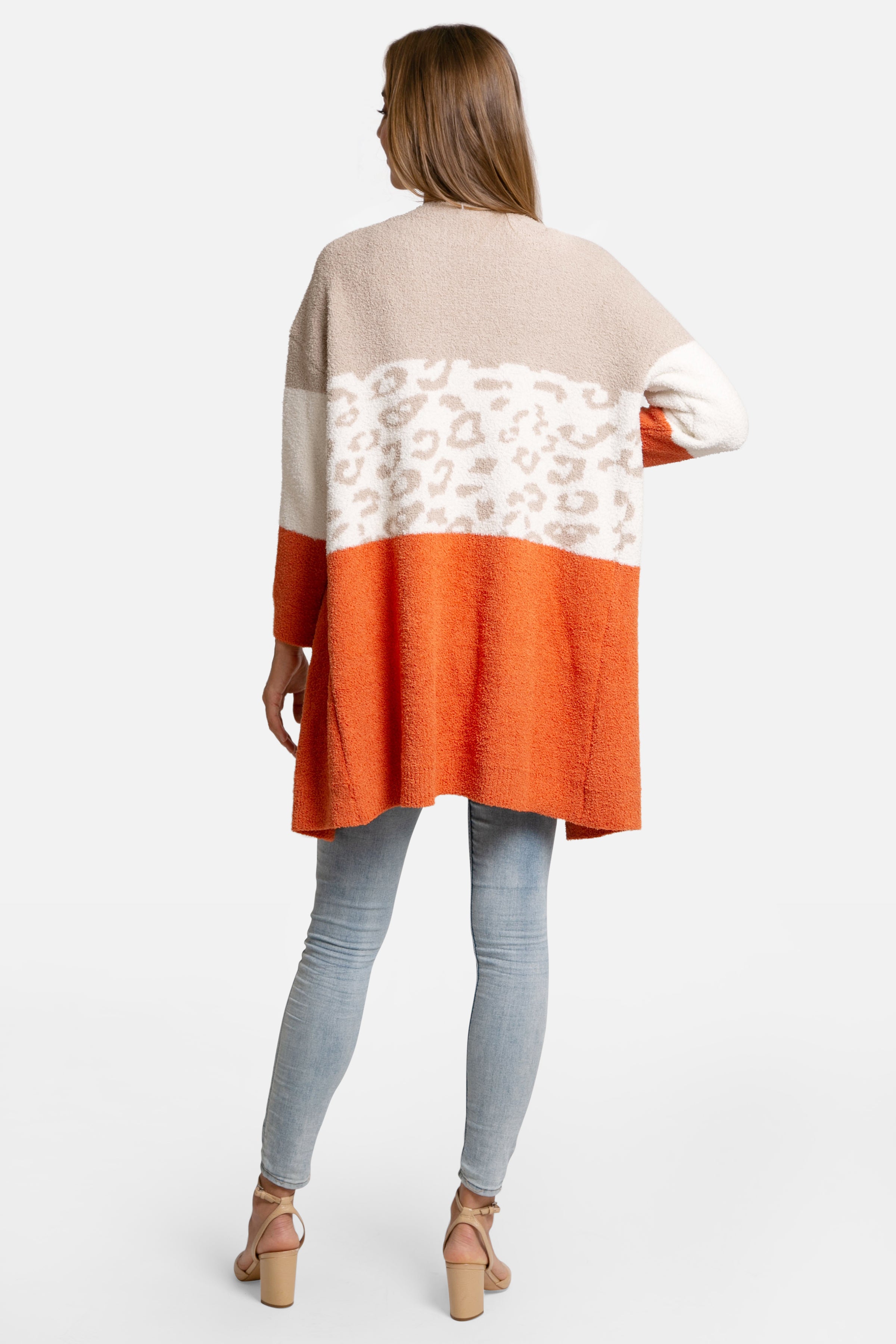 mySundaze Leopard Color Block Microfiber Cardigan
