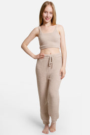 mySundaze Ribbed Solid Microfiber Pants with Pockets and Drawstring