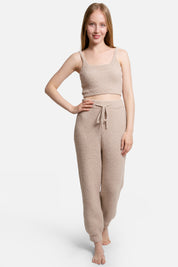 mySundaze Ribbed Solid Microfiber Pants with Pockets and Drawstring