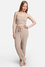 mySundaze Ribbed Solid Microfiber Pants with Pockets and Drawstring