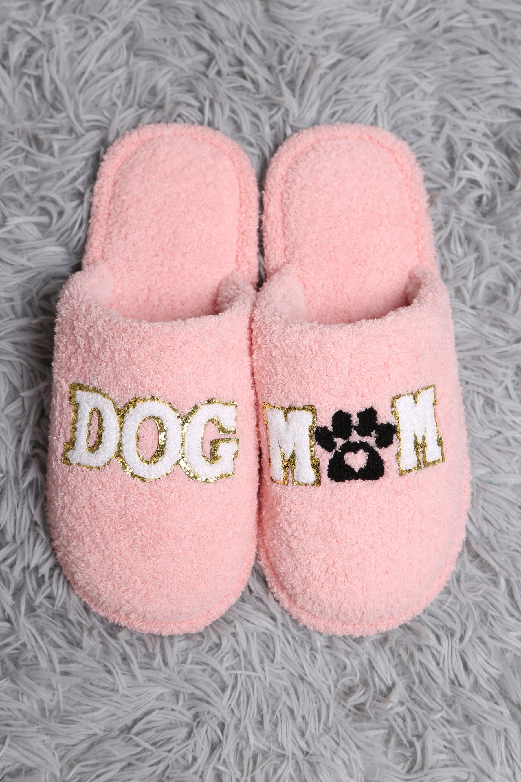 mySundaze Sequin Dog Mom Soft Microfiber Slippers