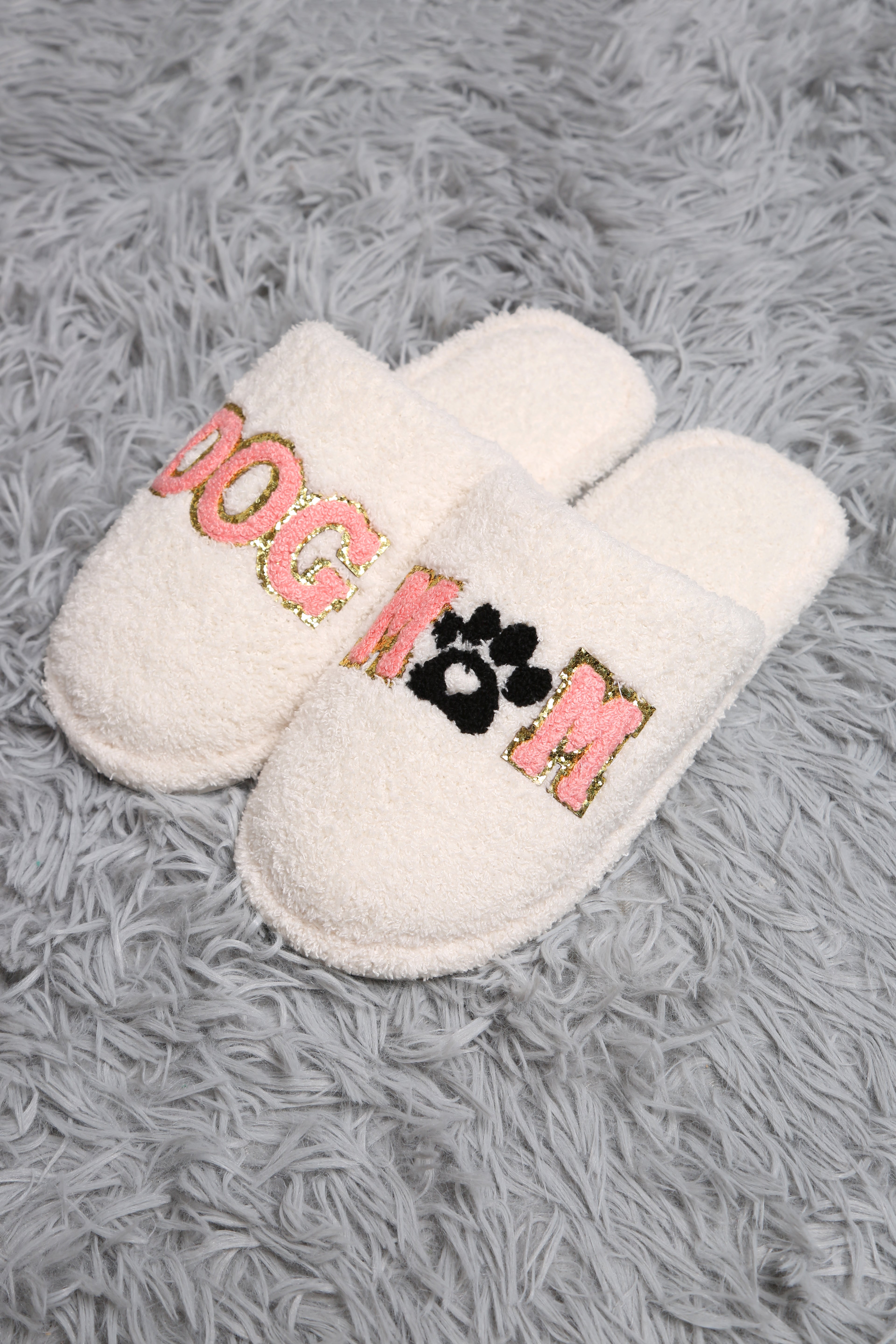 mySundaze Sequin Dog Mom Soft Microfiber Slippers