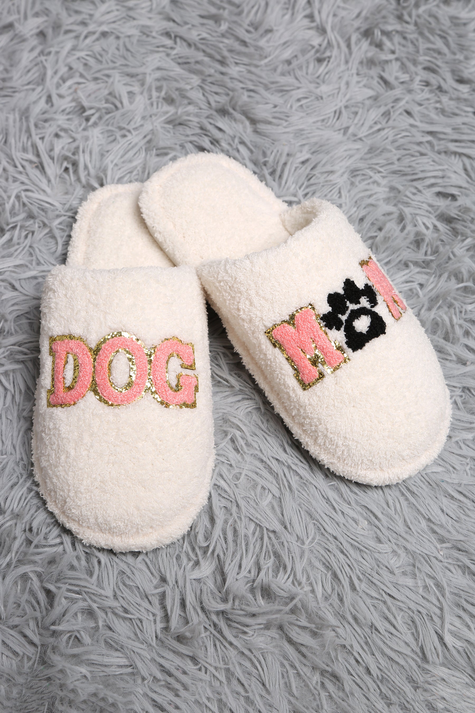mySundaze Sequin Dog Mom Soft Microfiber Slippers