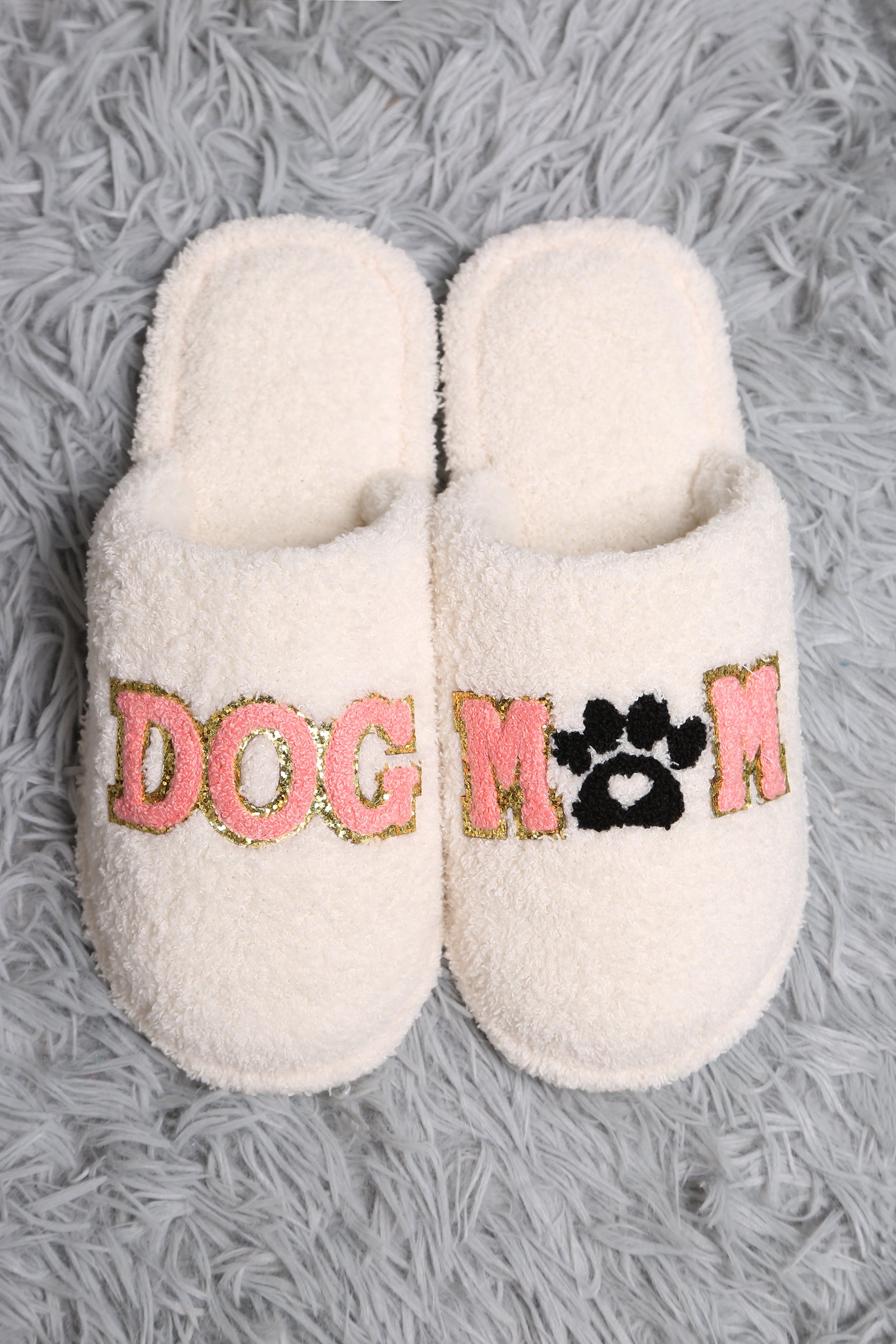 mySundaze Sequin Dog Mom Soft Microfiber Slippers