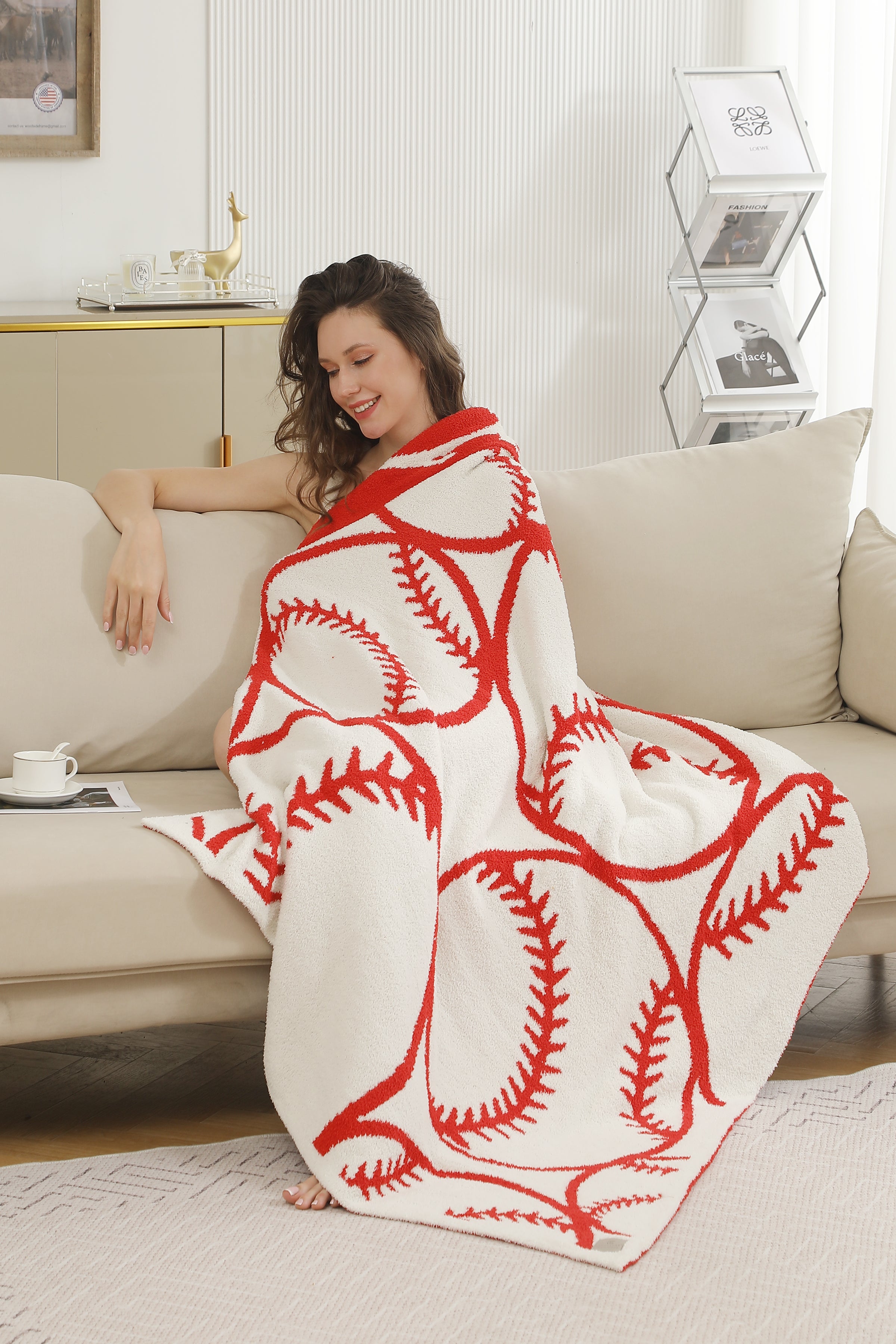 mySundaze Baseball Print Throw Blanket Soft Microfiber 50x60