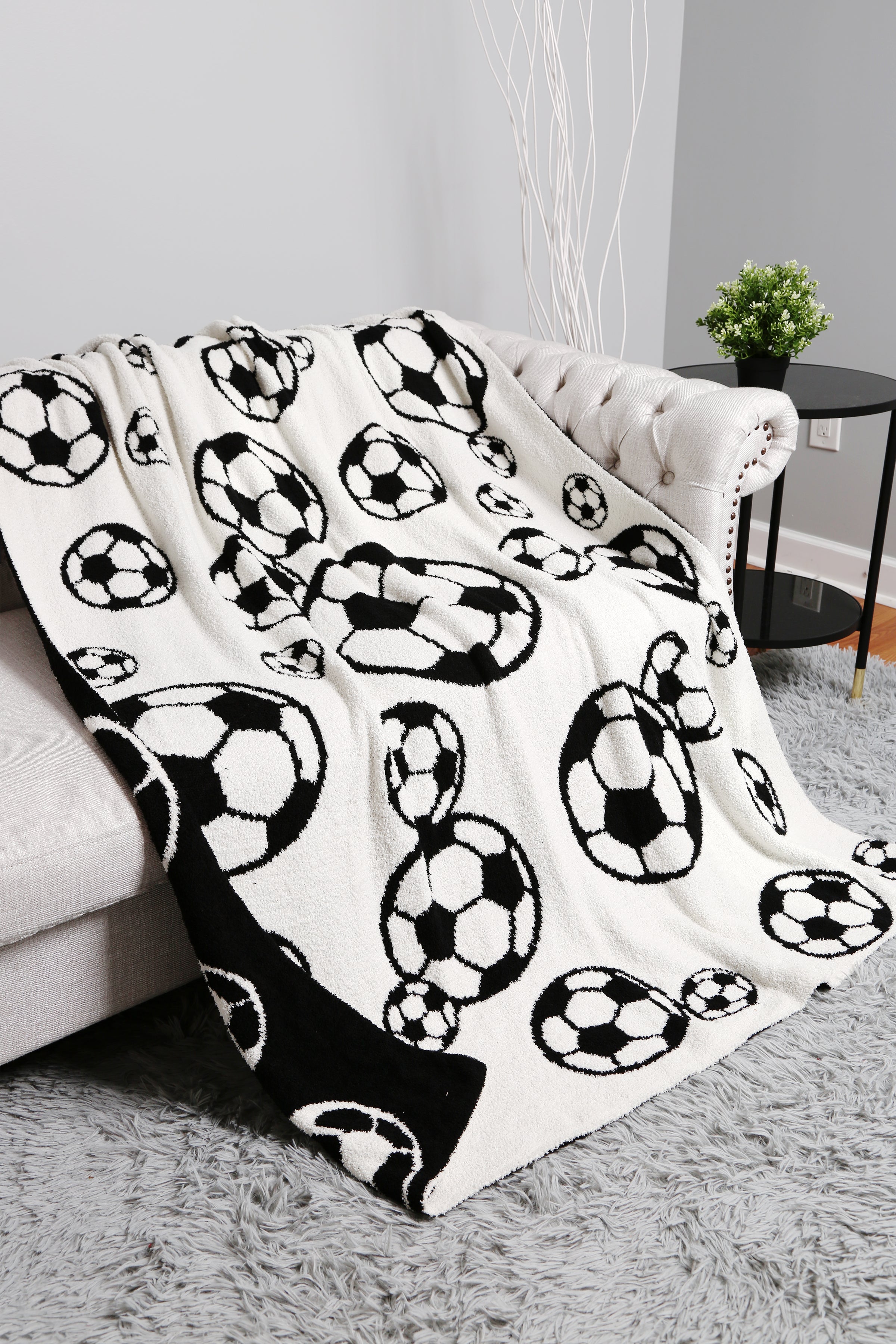 mySundaze Soccer Ball Print Throw Blanket Soft Microfiber 50x60