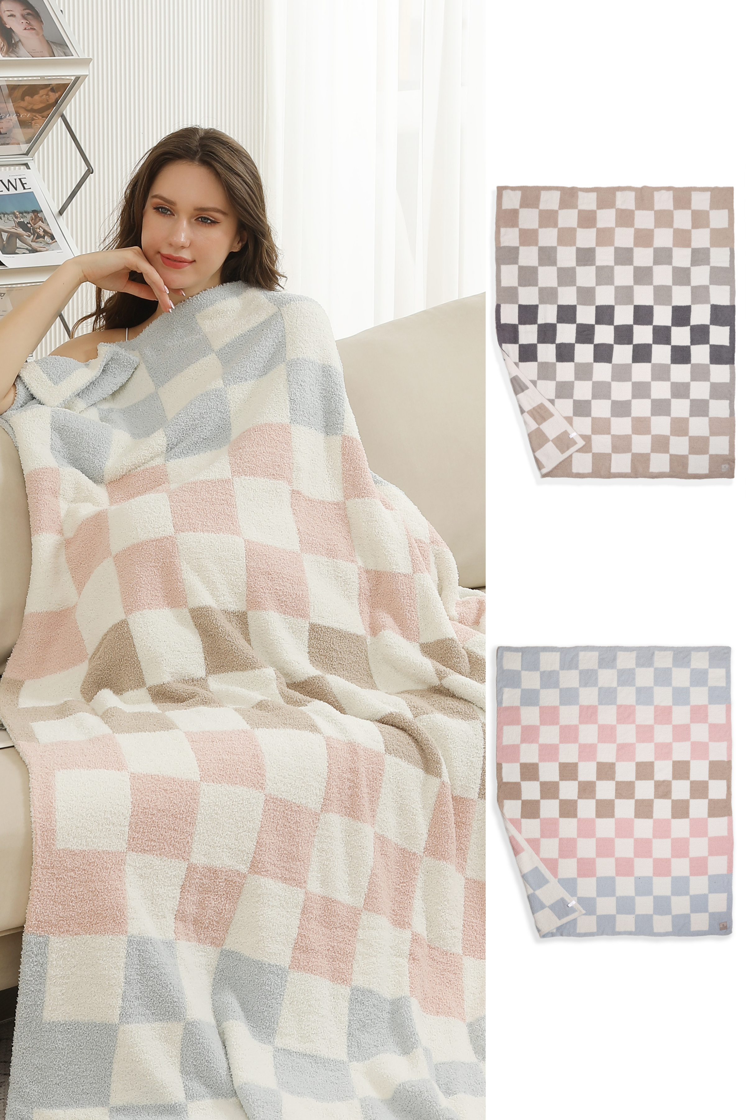 mySundaze Multi-Color Checkered Throw Blanket Soft Microfiber 50x60